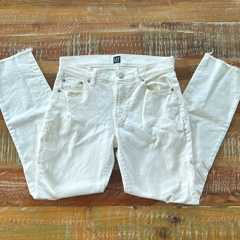 Gap Distressed White Denim Jeans